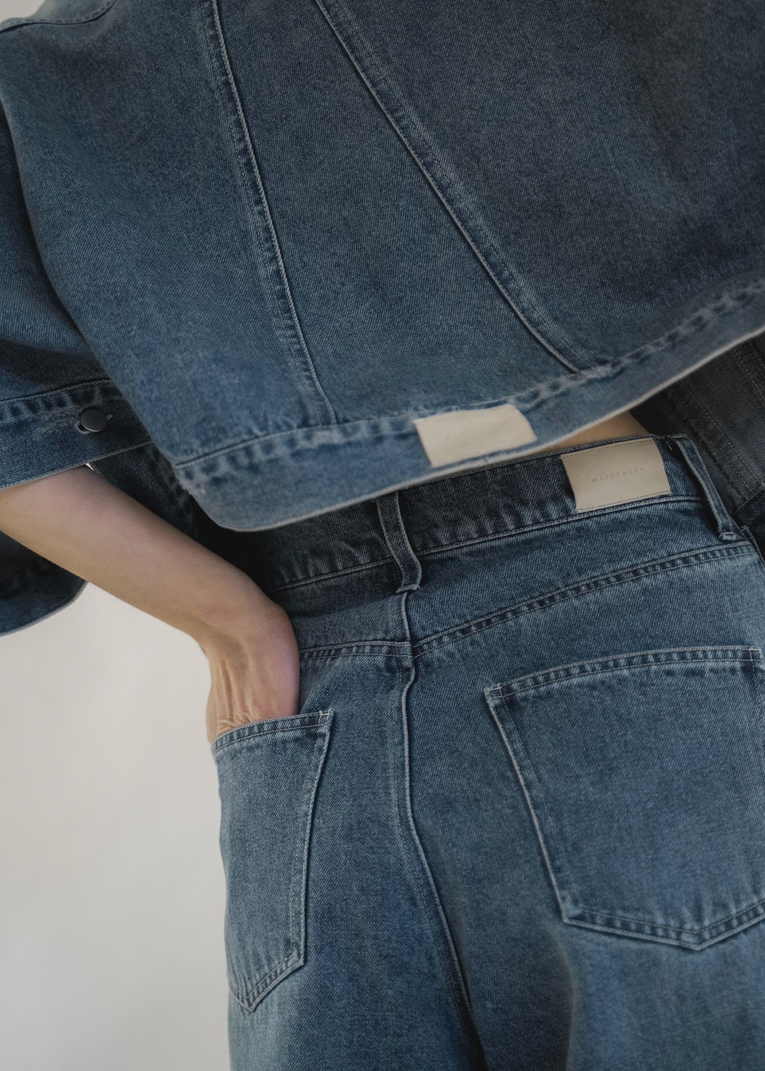 trucker detail denim poncho JK