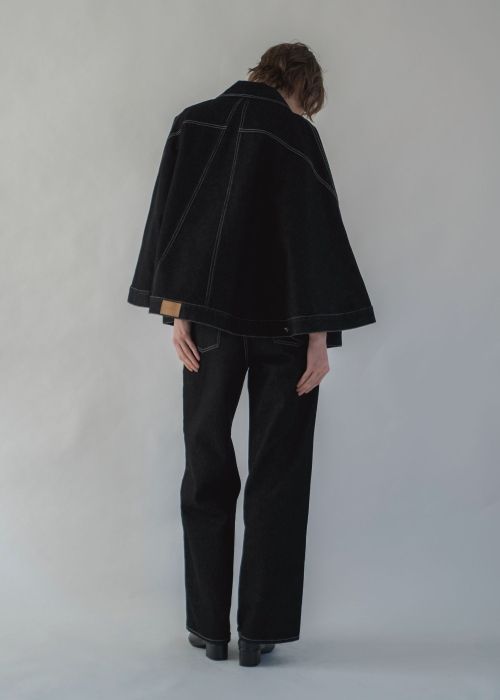 trucker detail denim poncho JK
