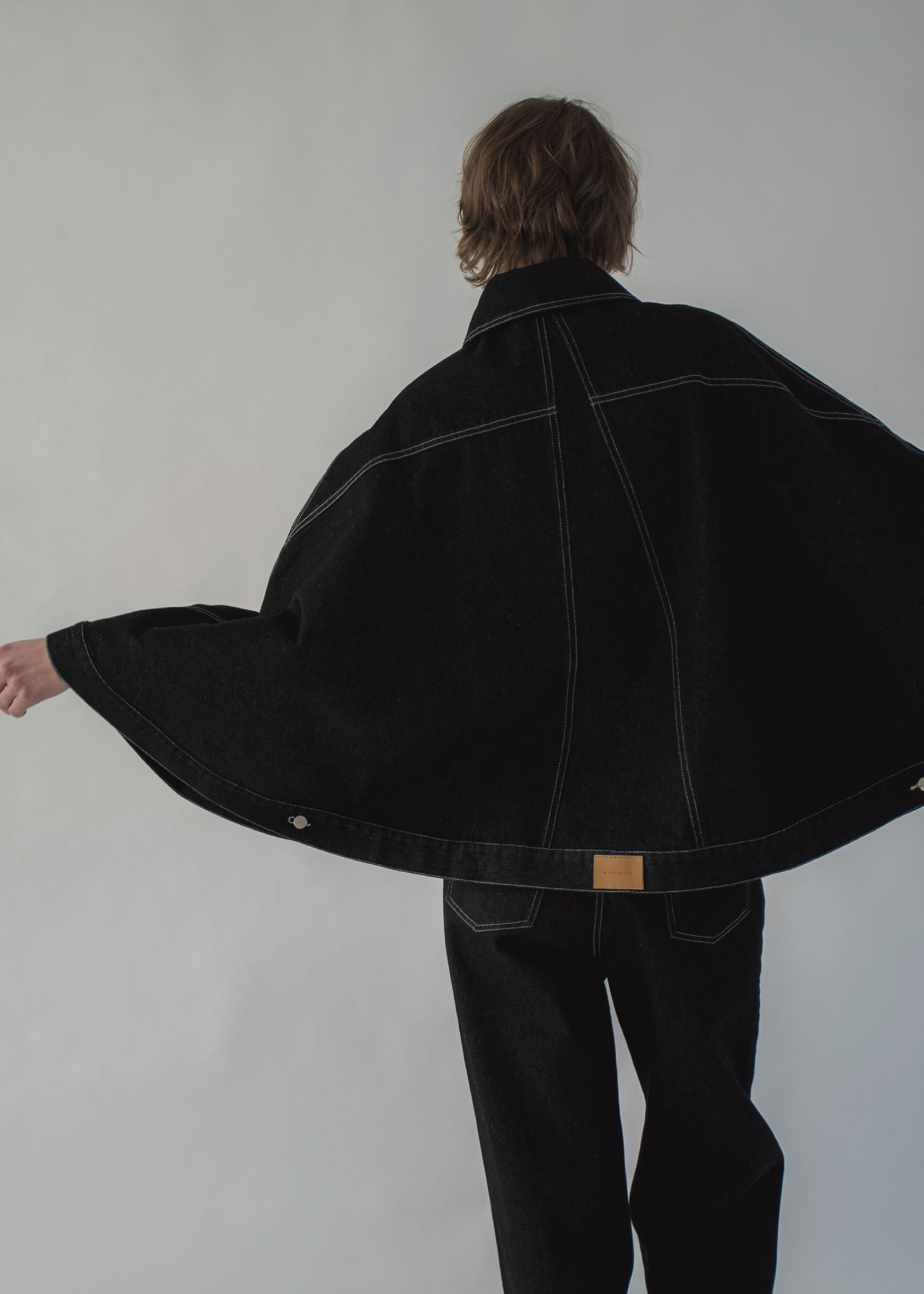 trucker detail denim poncho JK