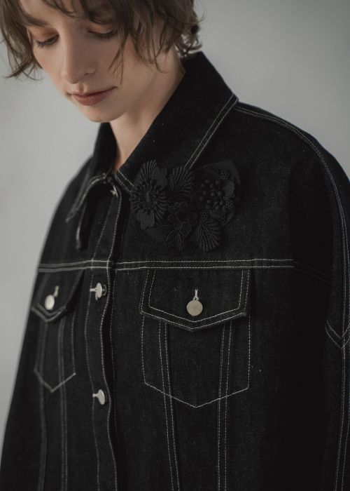 trucker detail denim poncho JK