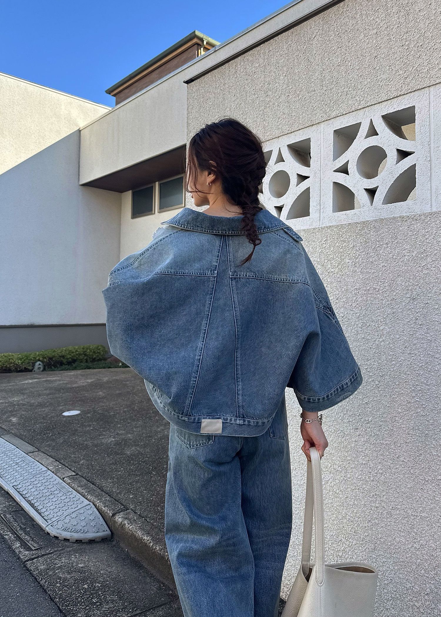 trucker detail denim poncho JK