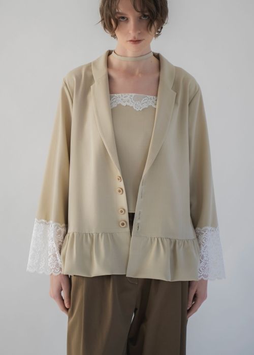 cuffs lace hem balloon frill JK