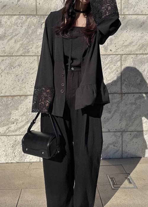 cuffs lace hem balloon frill JK