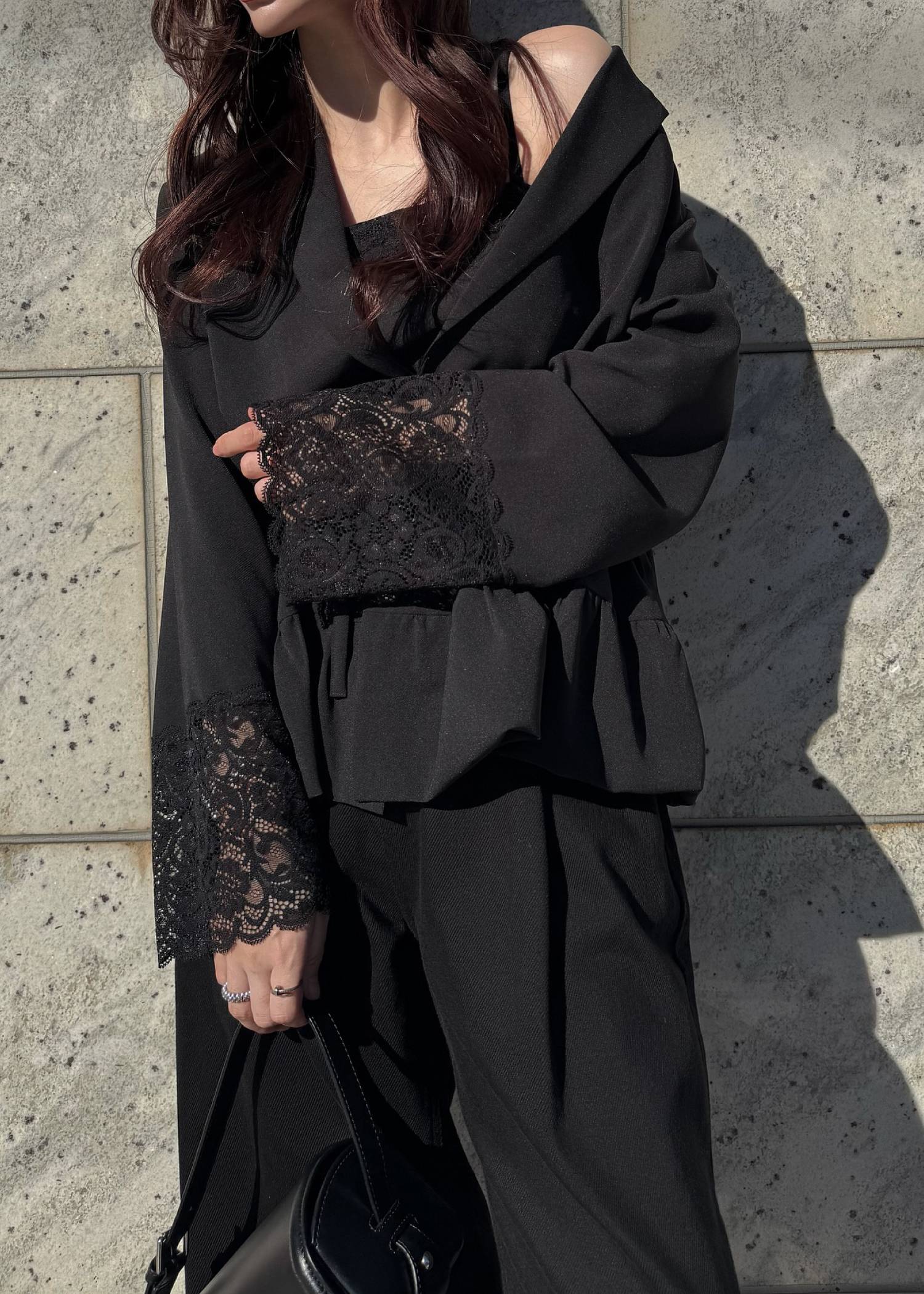 cuffs lace hem balloon frill JK