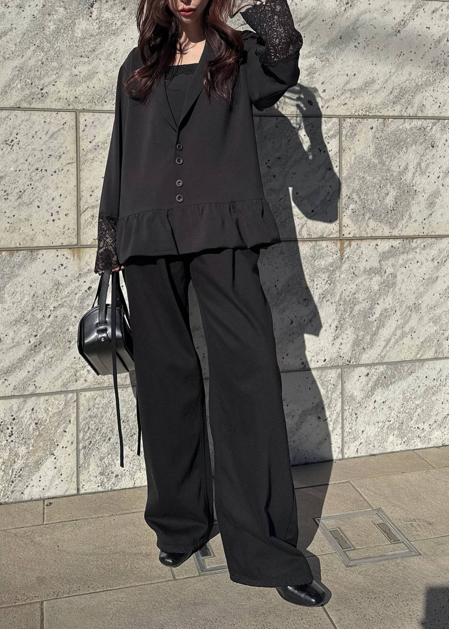 cuffs lace hem balloon frill JK