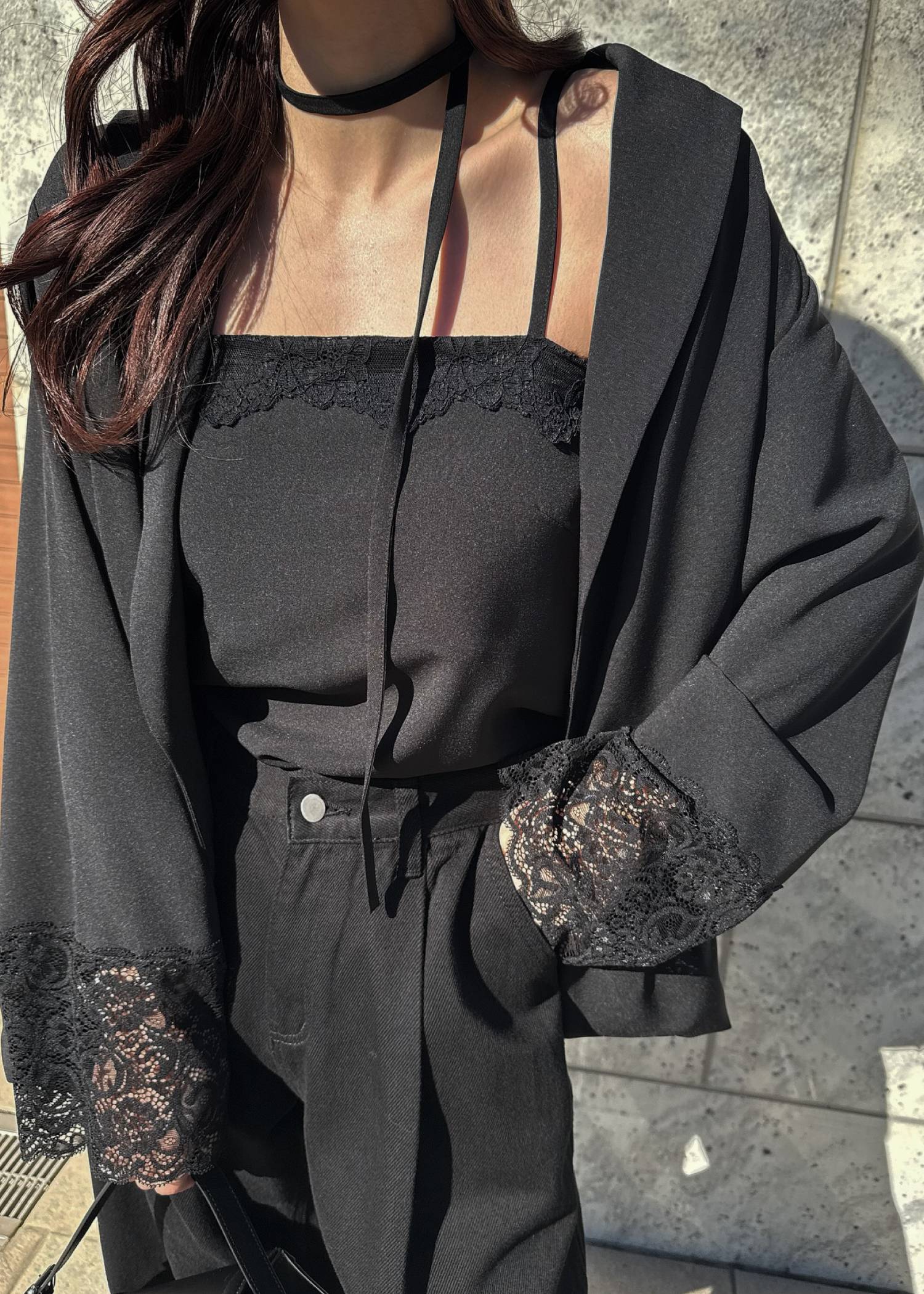 cuffs lace hem balloon frill JK