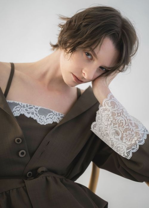cuffs lace hem balloon frill JK