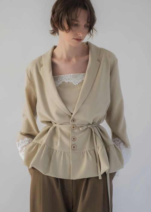 cuffs lace hem balloon frill JK
