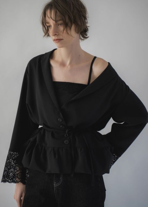 cuffs lace hem balloon frill JK