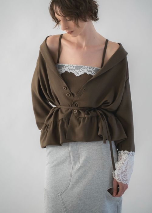 cuffs lace hem balloon frill JK