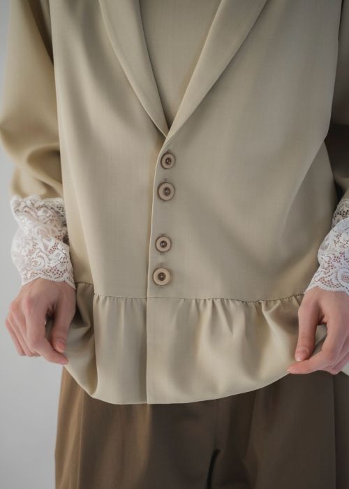 cuffs lace hem balloon frill JK