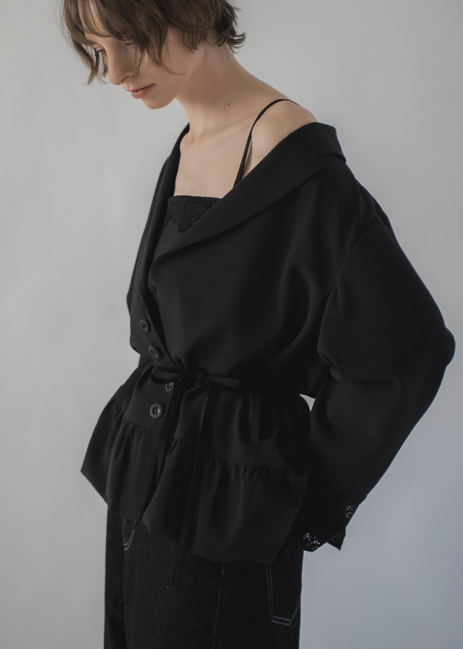 cuffs lace hem balloon frill JK