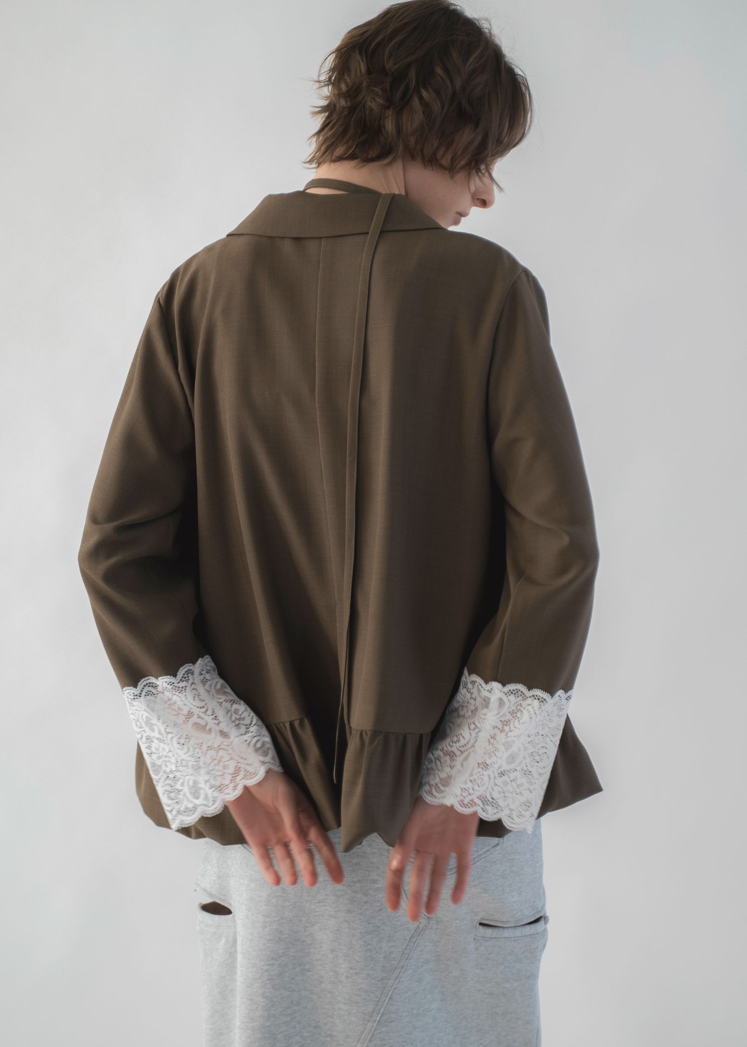 cuffs lace hem balloon frill JK