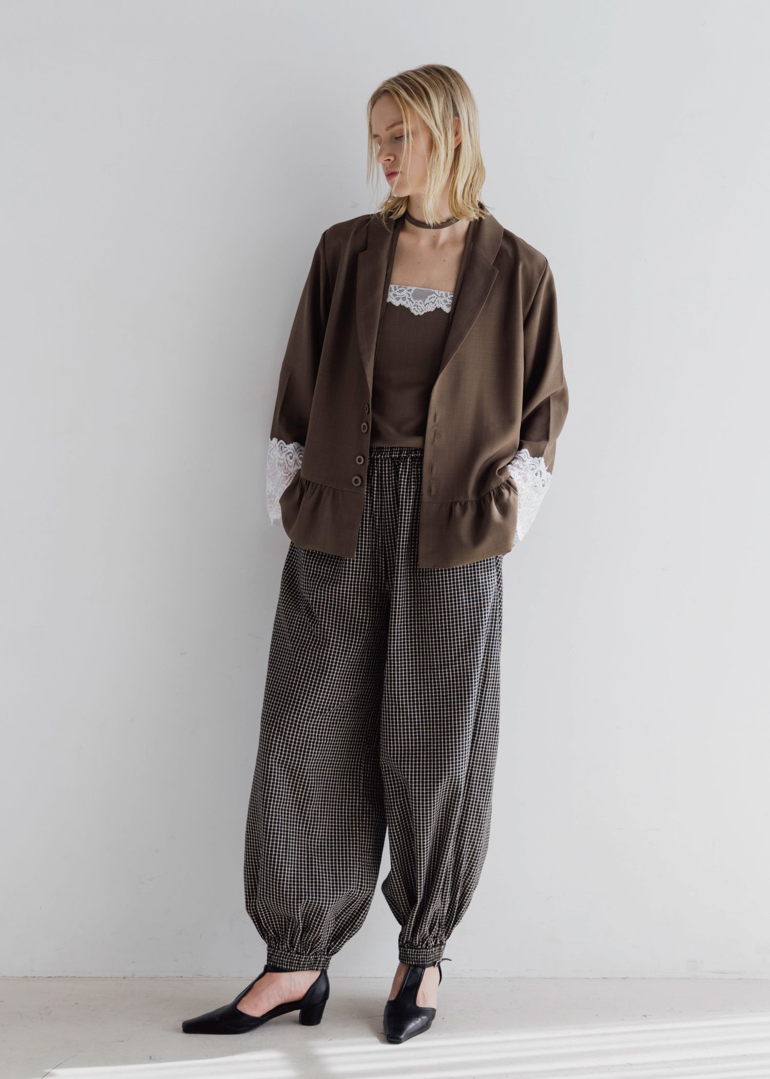 cuffs lace hem balloon frill JK