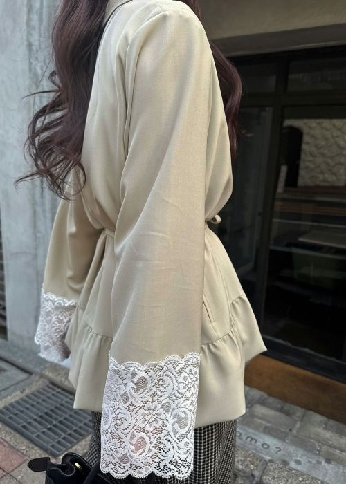 cuffs lace hem balloon frill JK