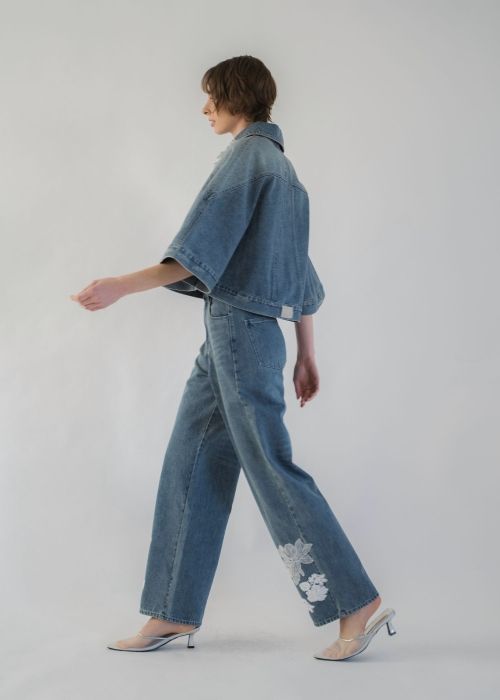 lace embellished hem straight denim PT