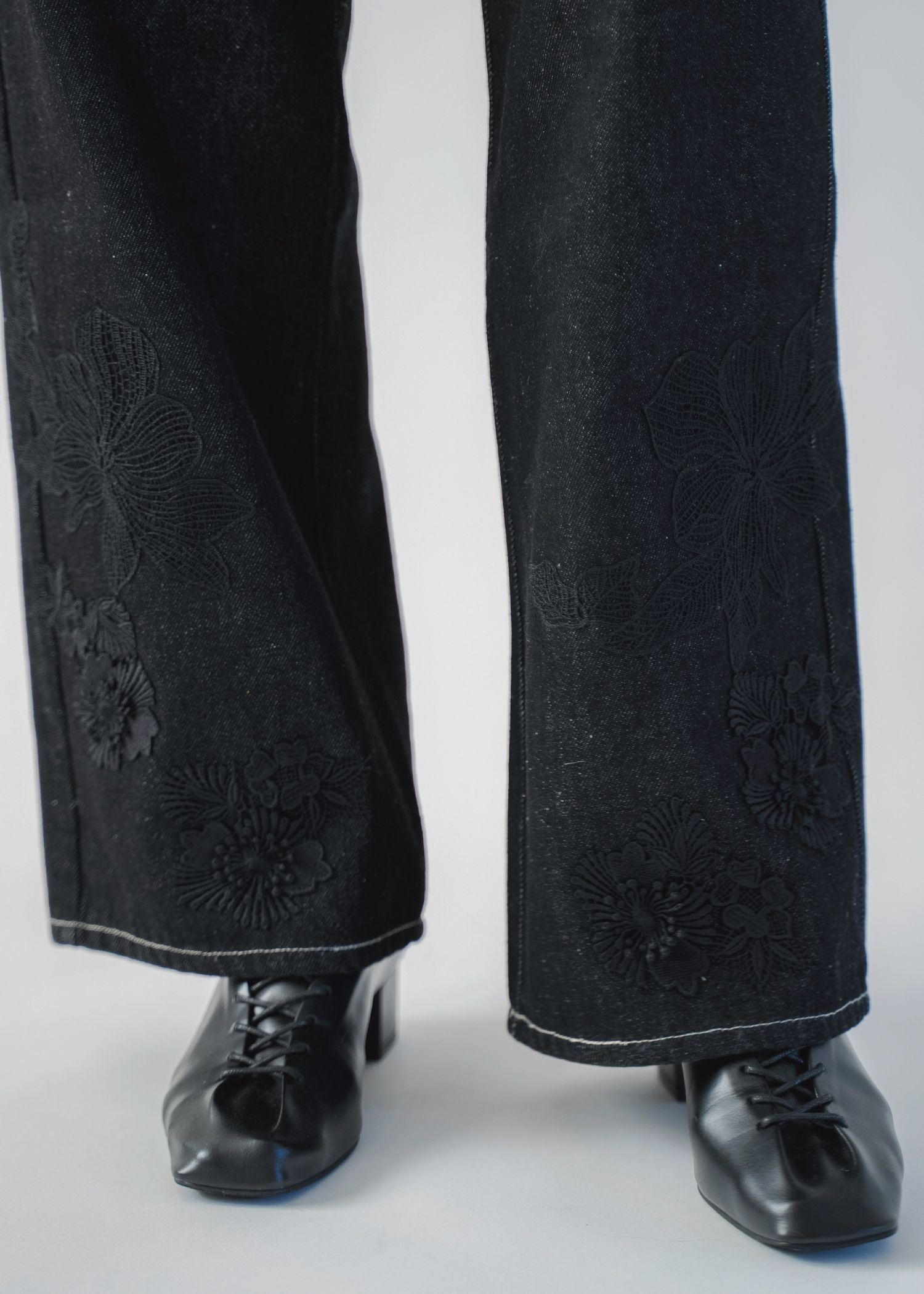 lace embellished hem straight denim PT