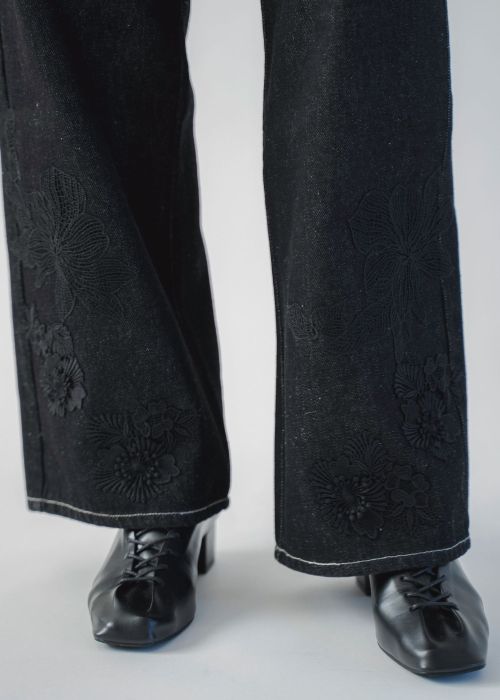 lace embellished hem straight denim PT