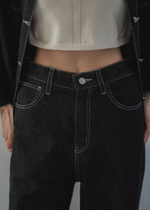 lace embellished hem straight denim PT
