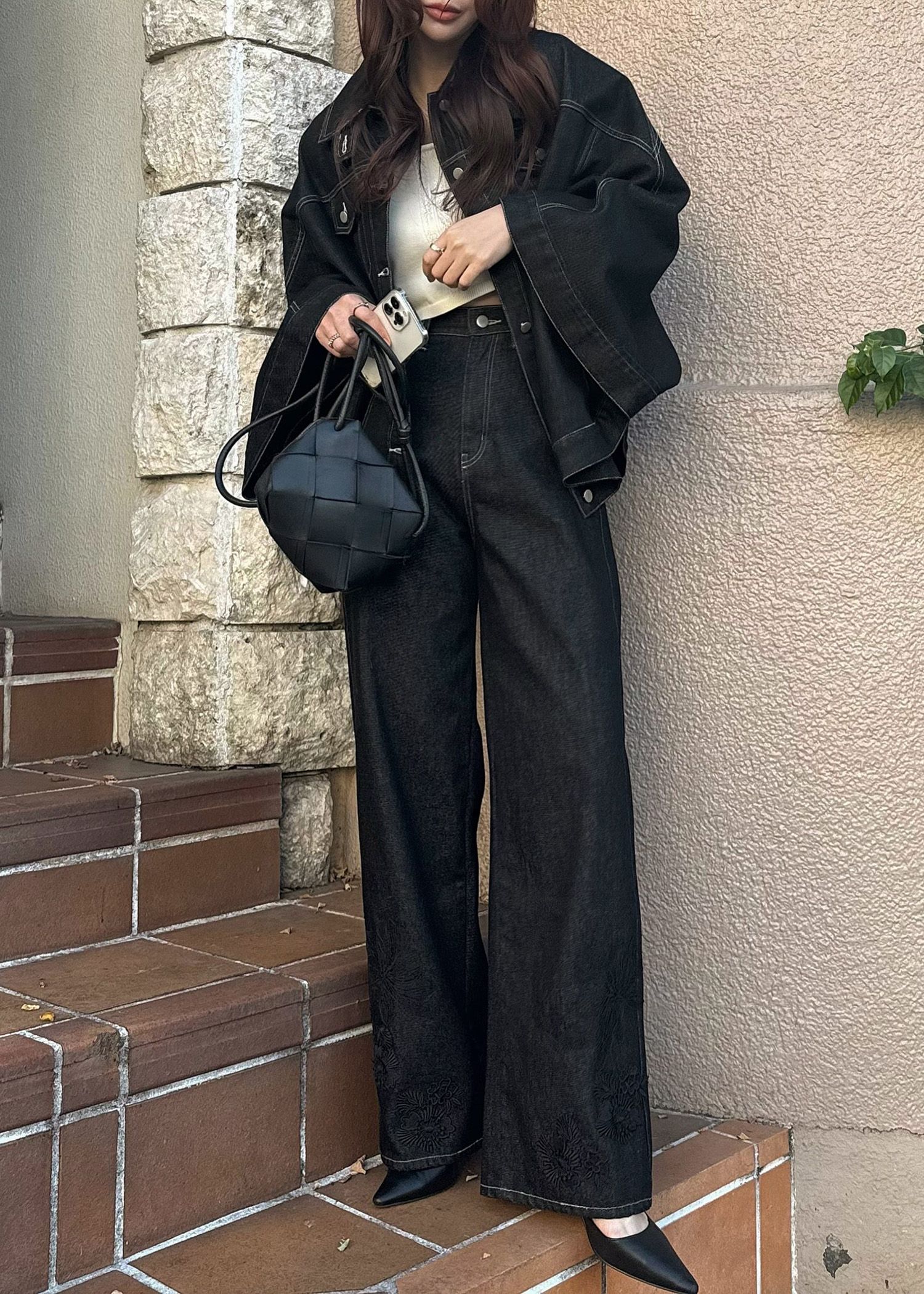 lace embellished hem straight denim PT