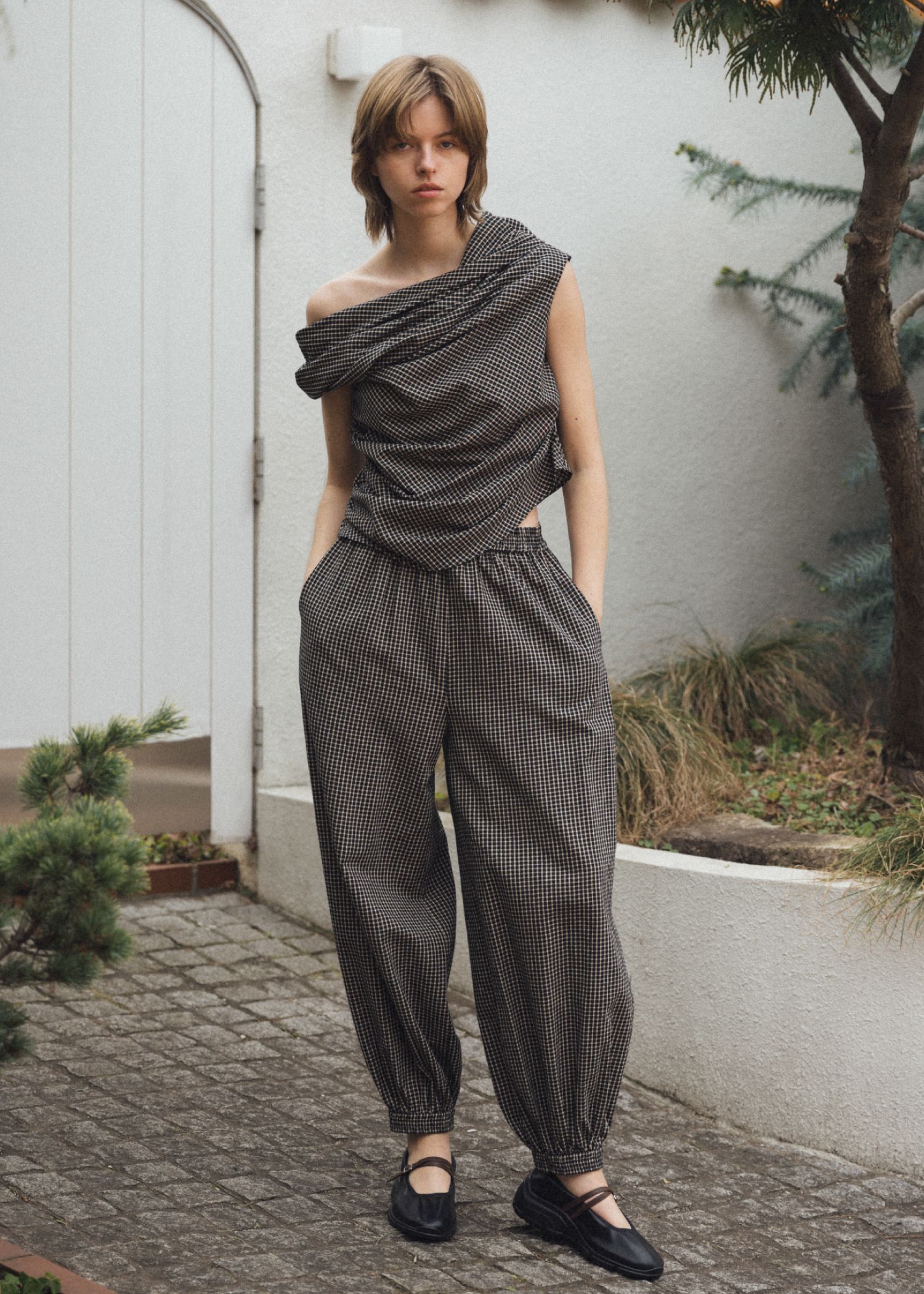 volume wide shirring check PT