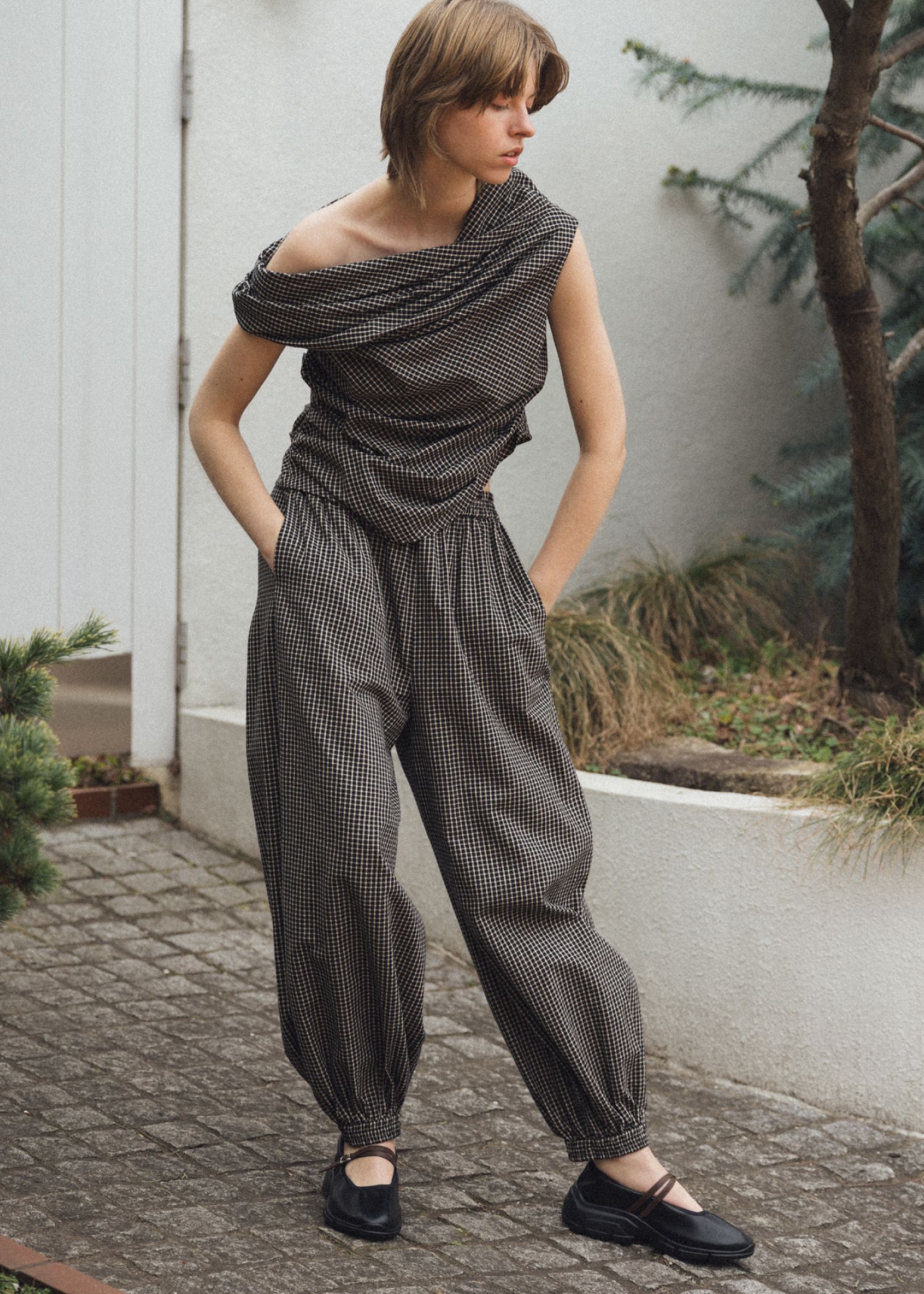 volume wide shirring check PT