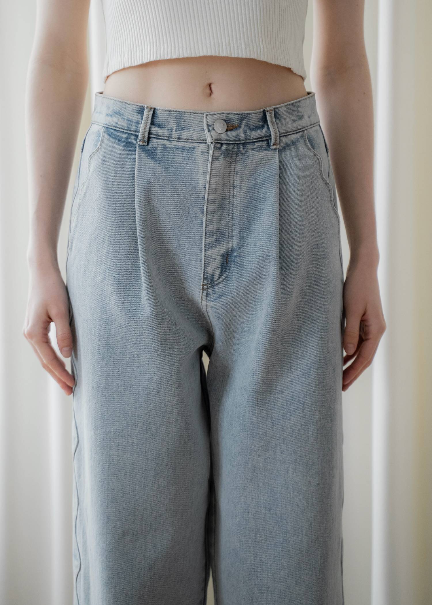 scalloped detail denim PT