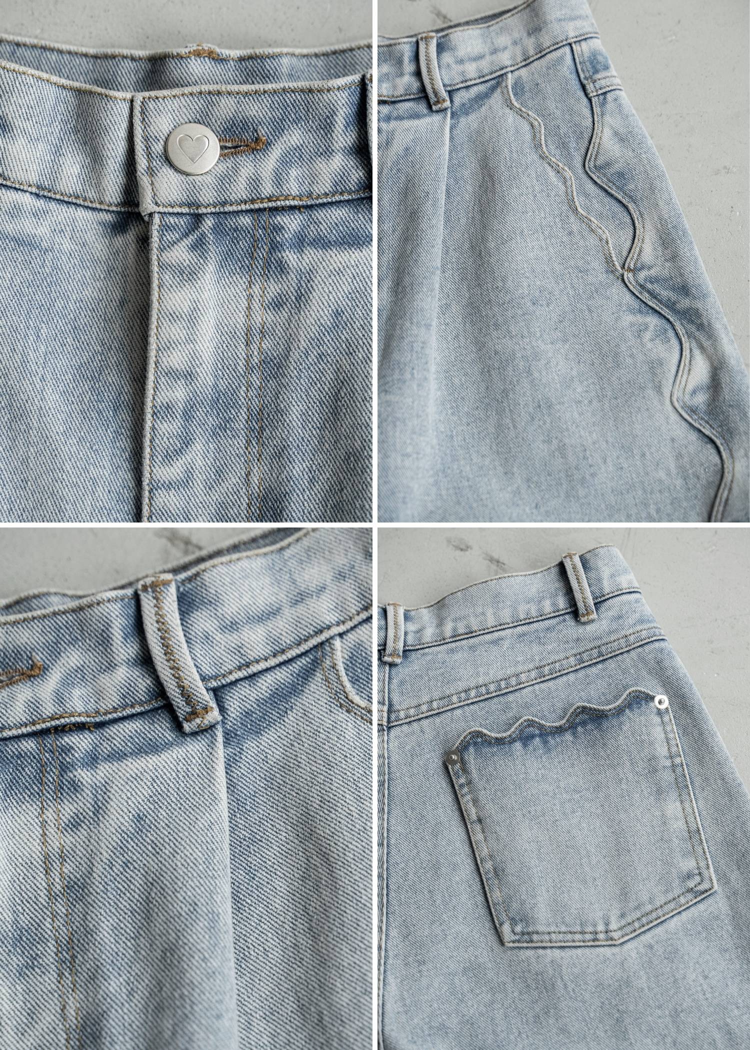 scalloped detail denim PT