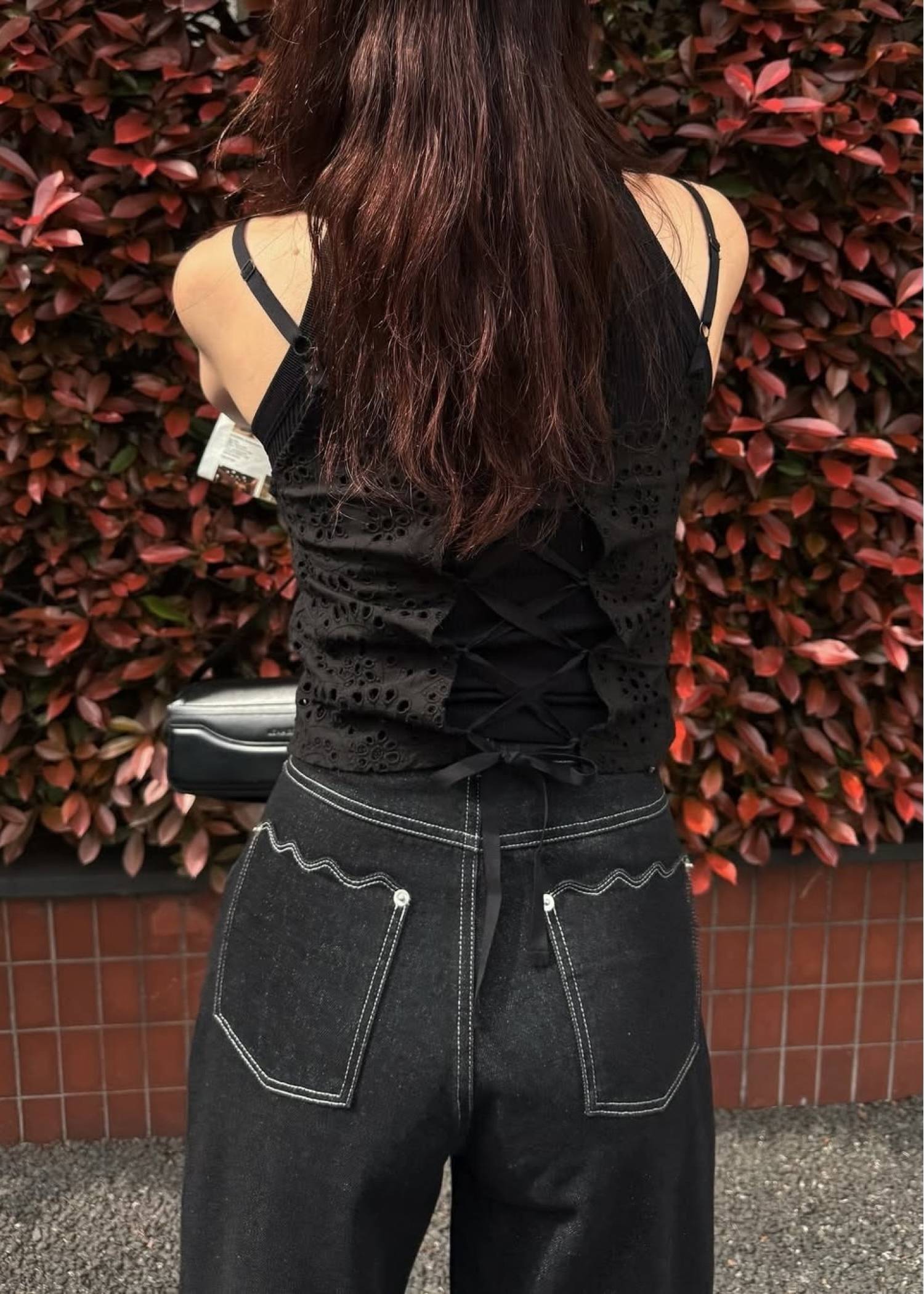 scalloped detail denim PT