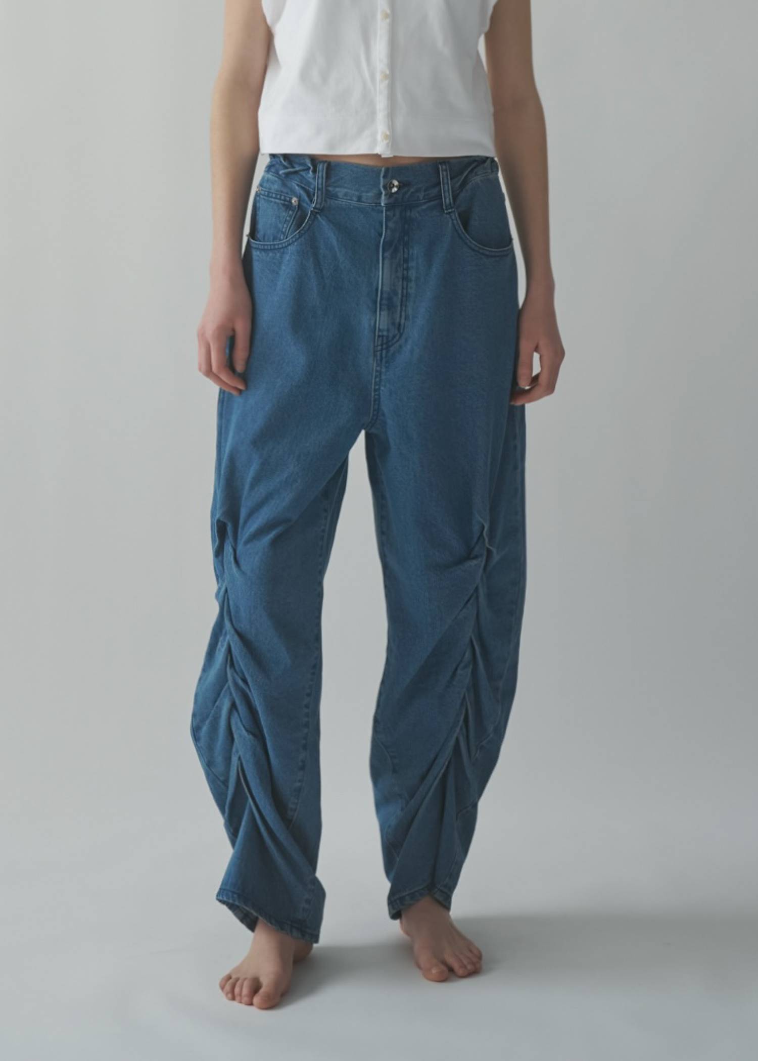 smocking design loose silhouette denim