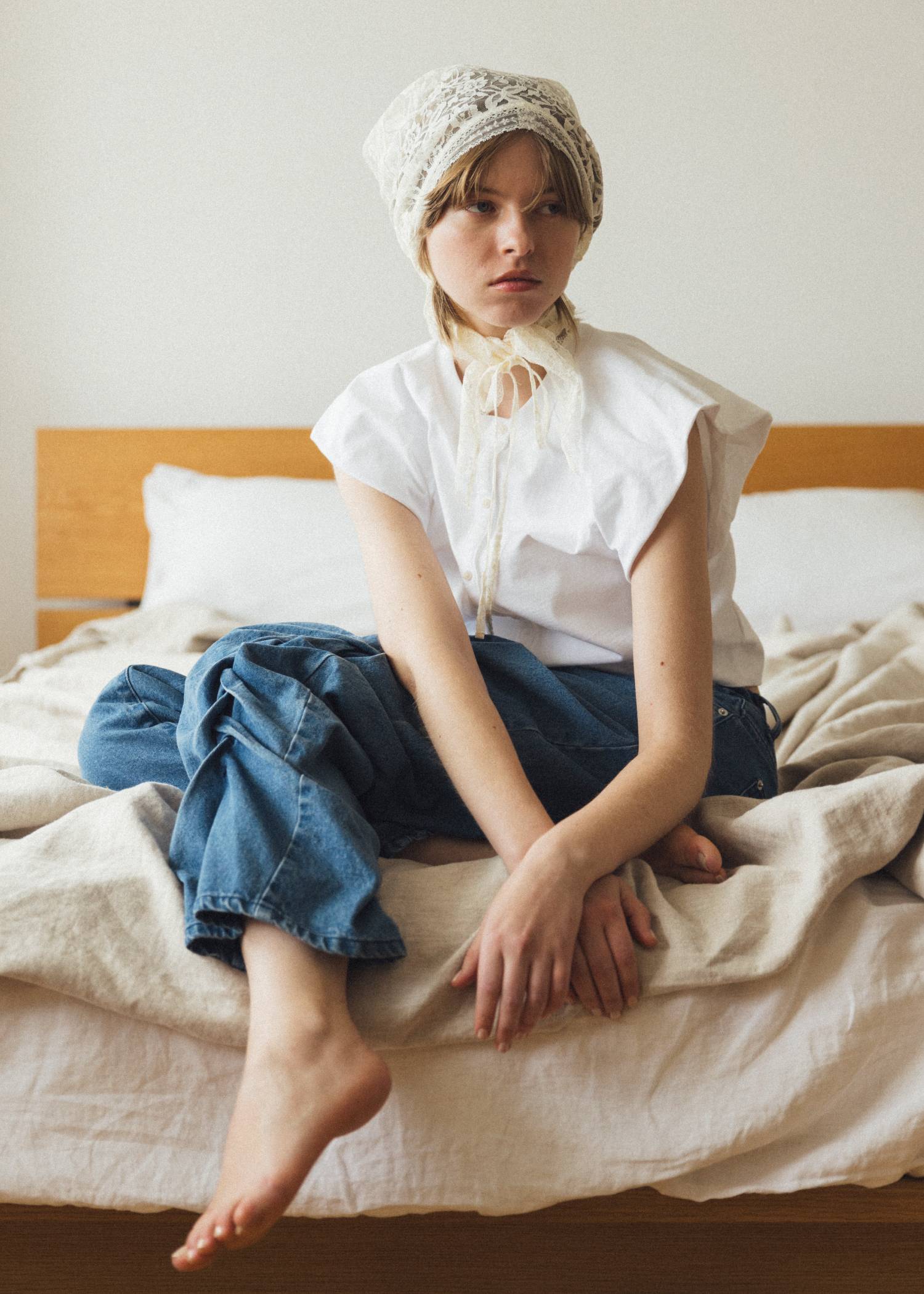 smocking design loose silhouette denim