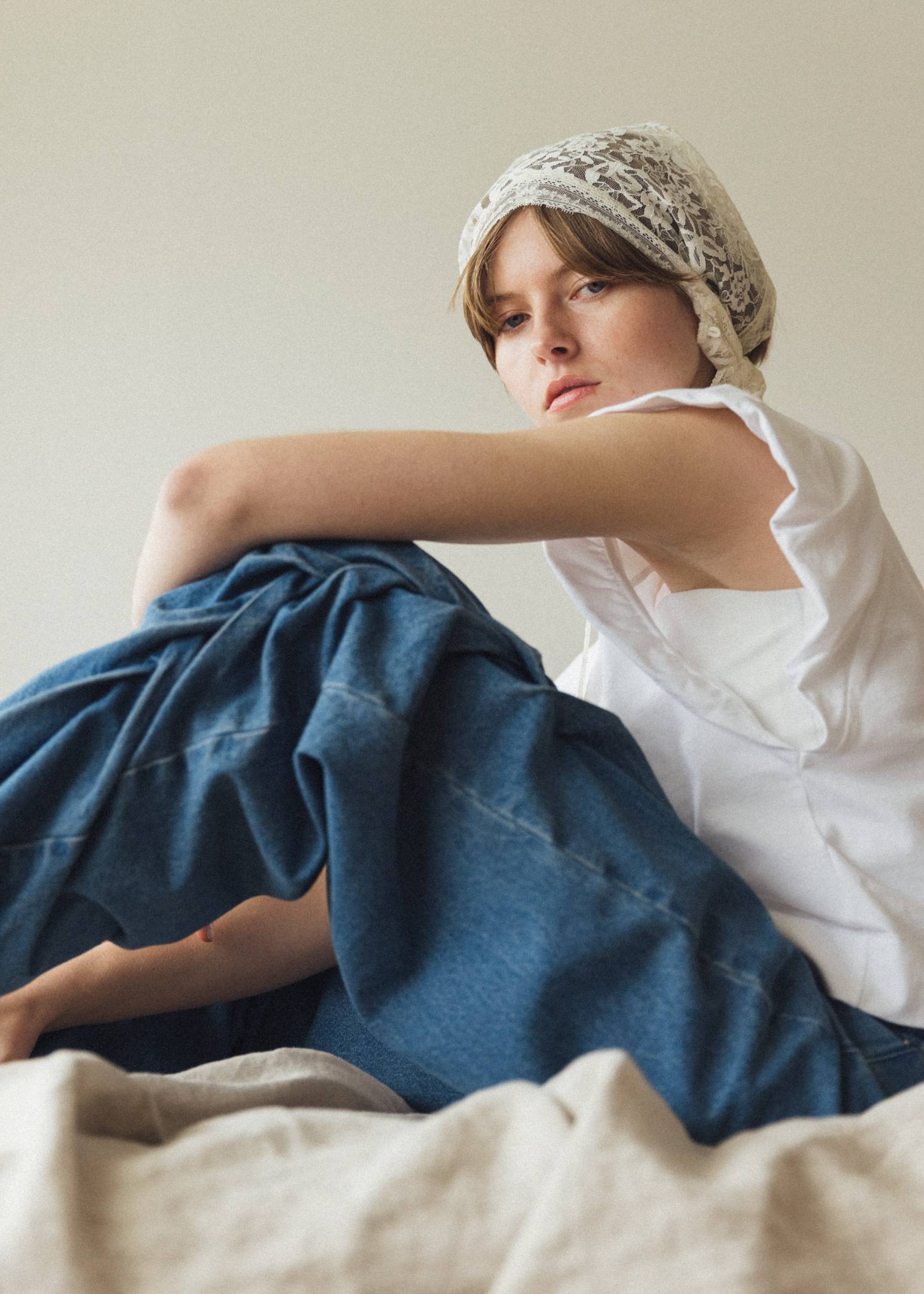 smocking design loose silhouette denim