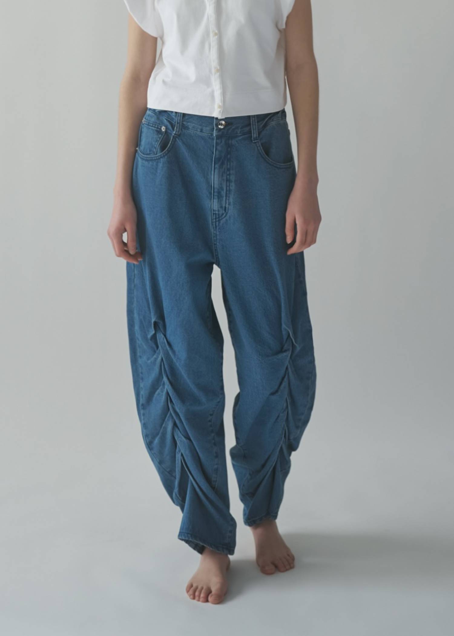 smocking design loose silhouette denim