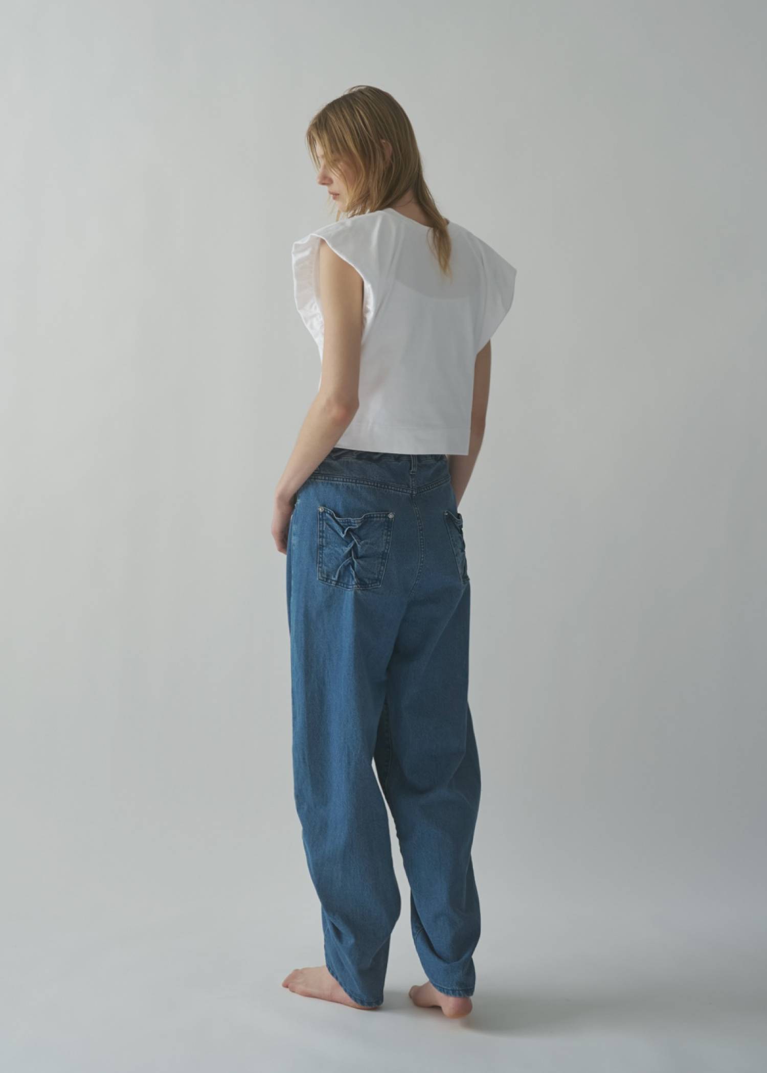 smocking design loose silhouette denim