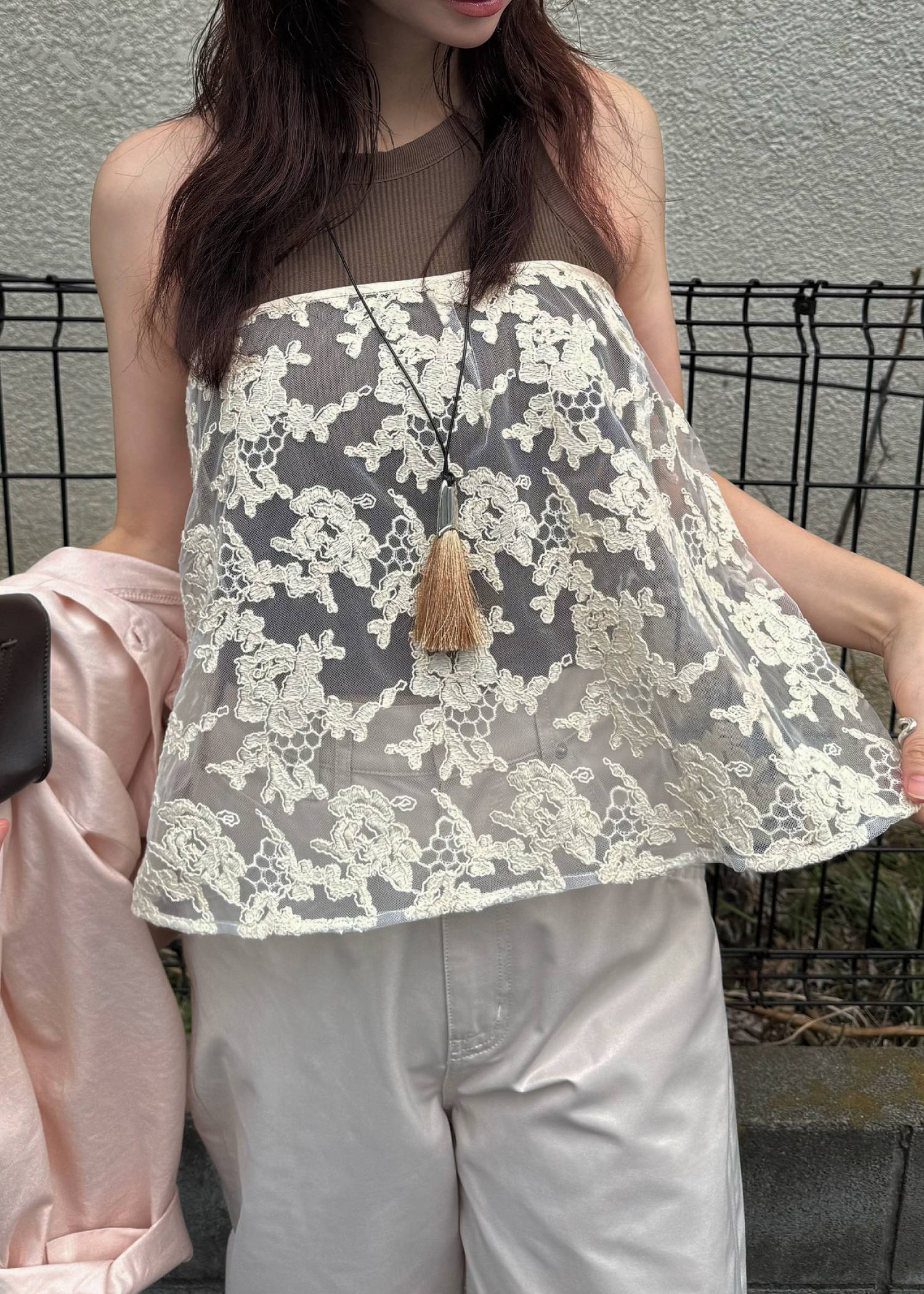 removable lace darts curve silhouette chino PT