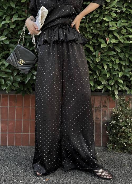 ruffle waist satin polka dot relax PT
