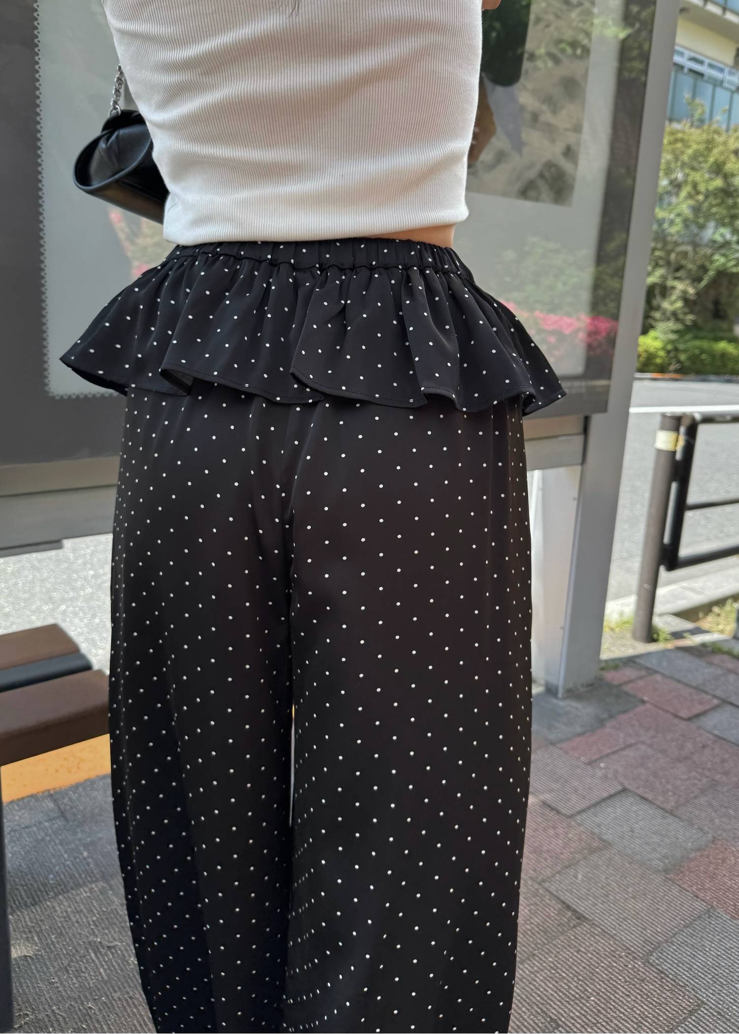ruffle waist satin polka dot relax PT