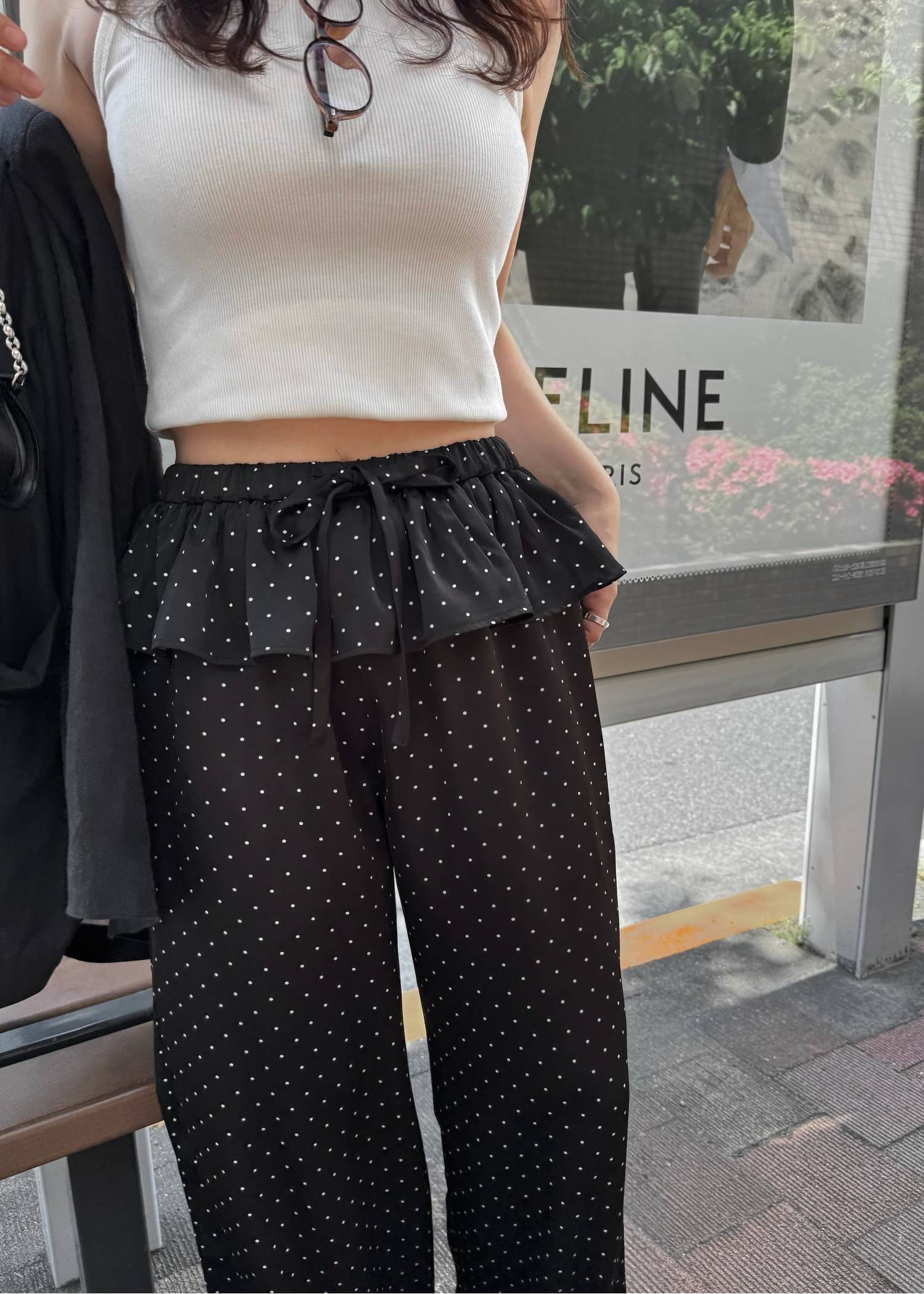ruffle waist satin polka dot relax PT