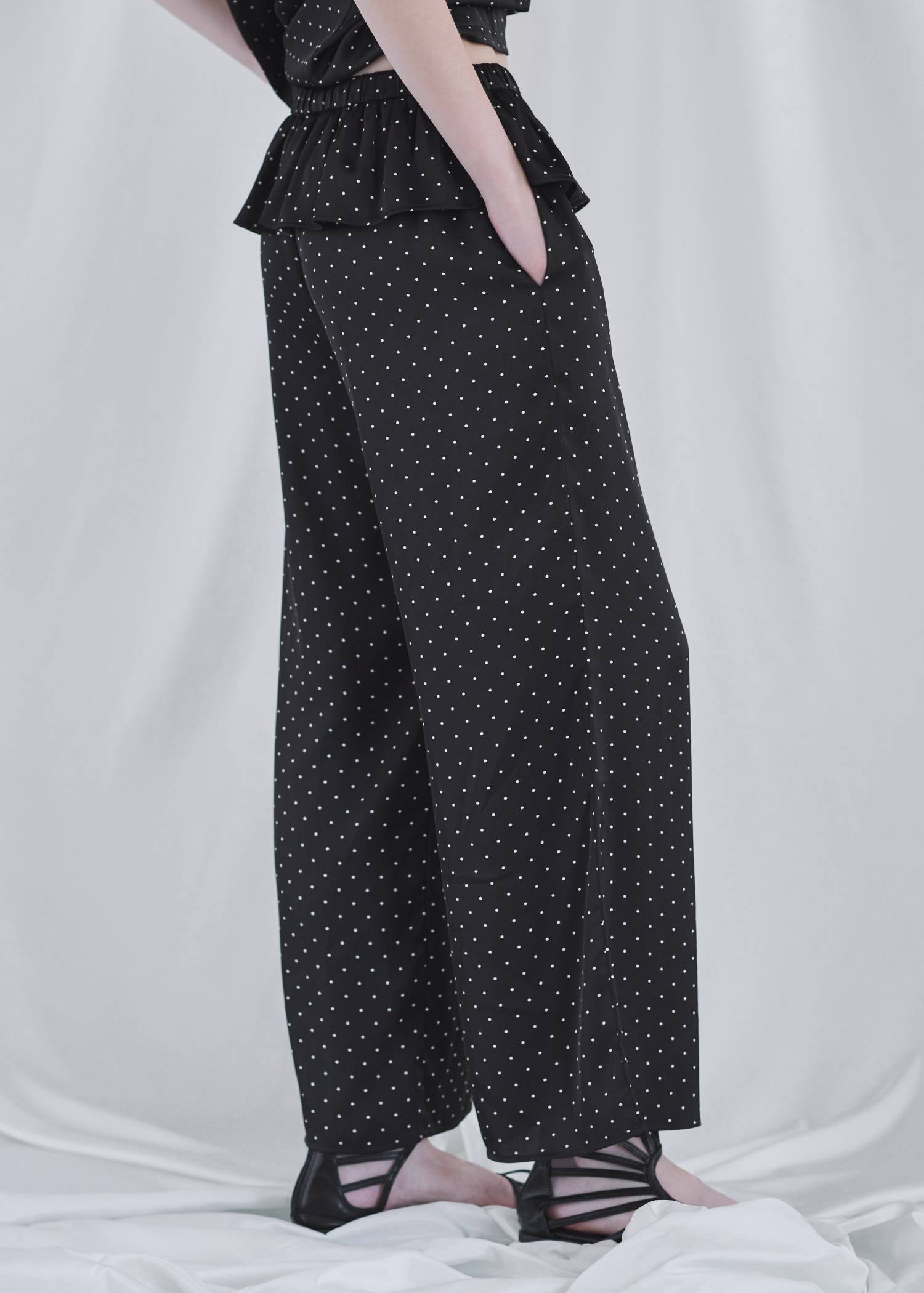 ruffle waist satin polka dot relax PT