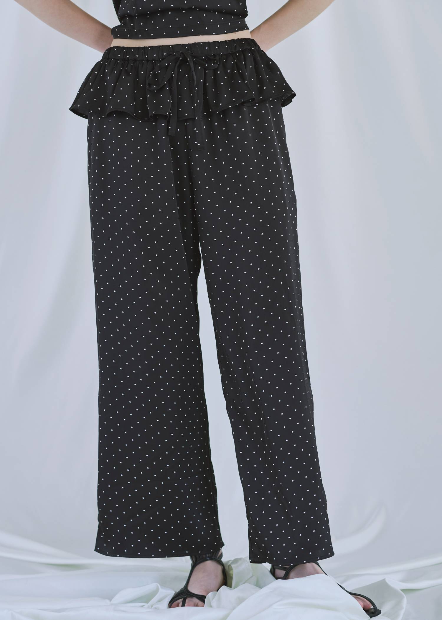 ruffle waist satin polka dot relax PT