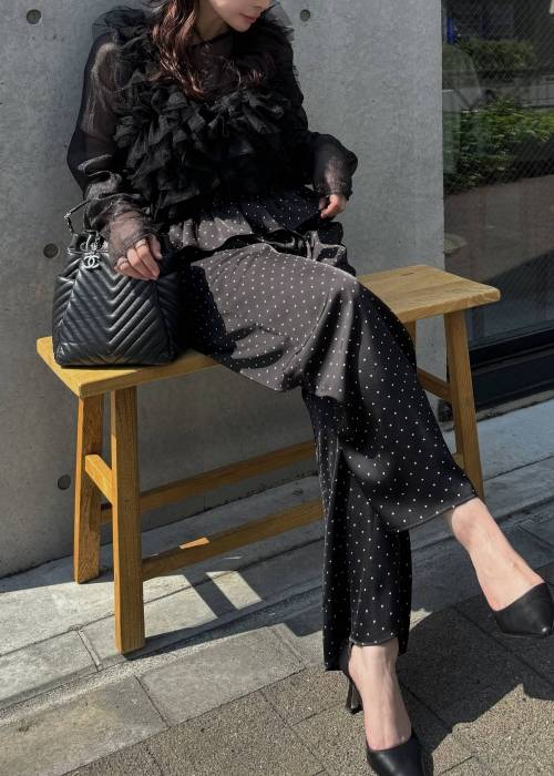 ruffle waist satin polka dot relax PT