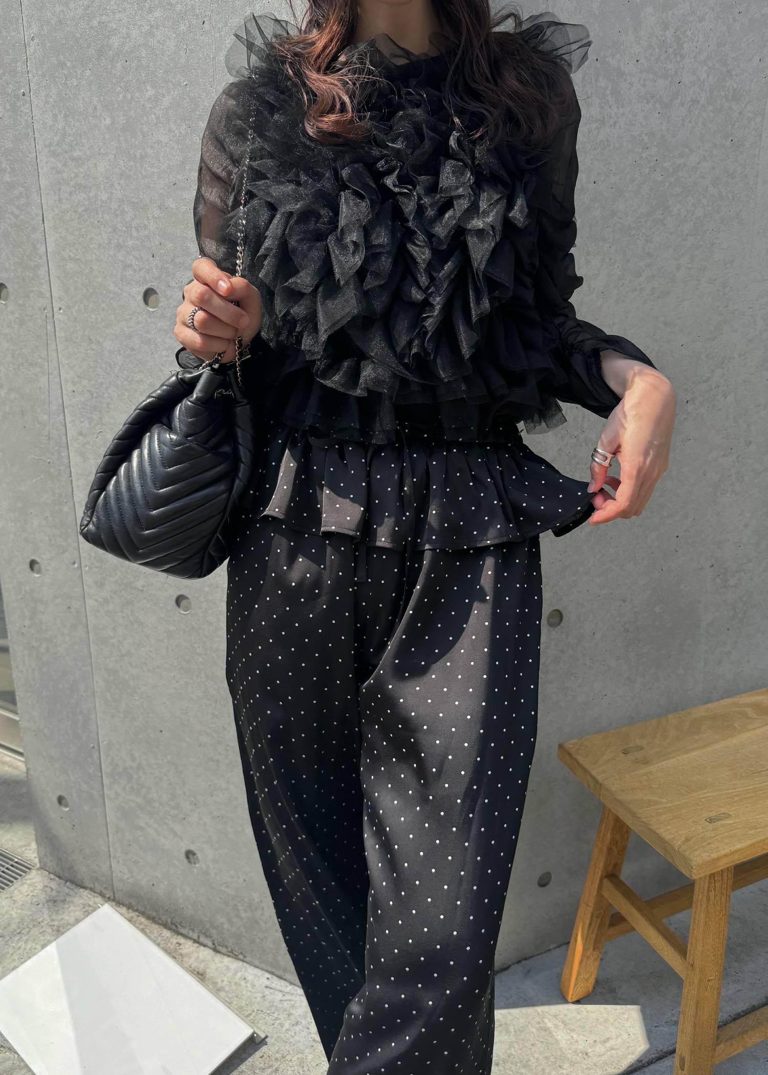ruffle waist satin polka dot relax PT