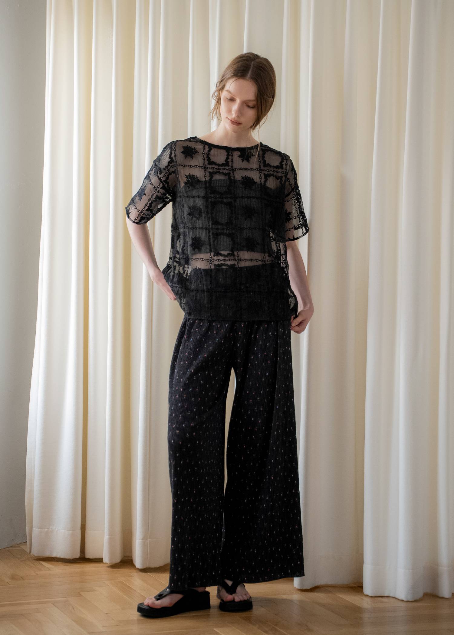 wide belt pleats relax PT