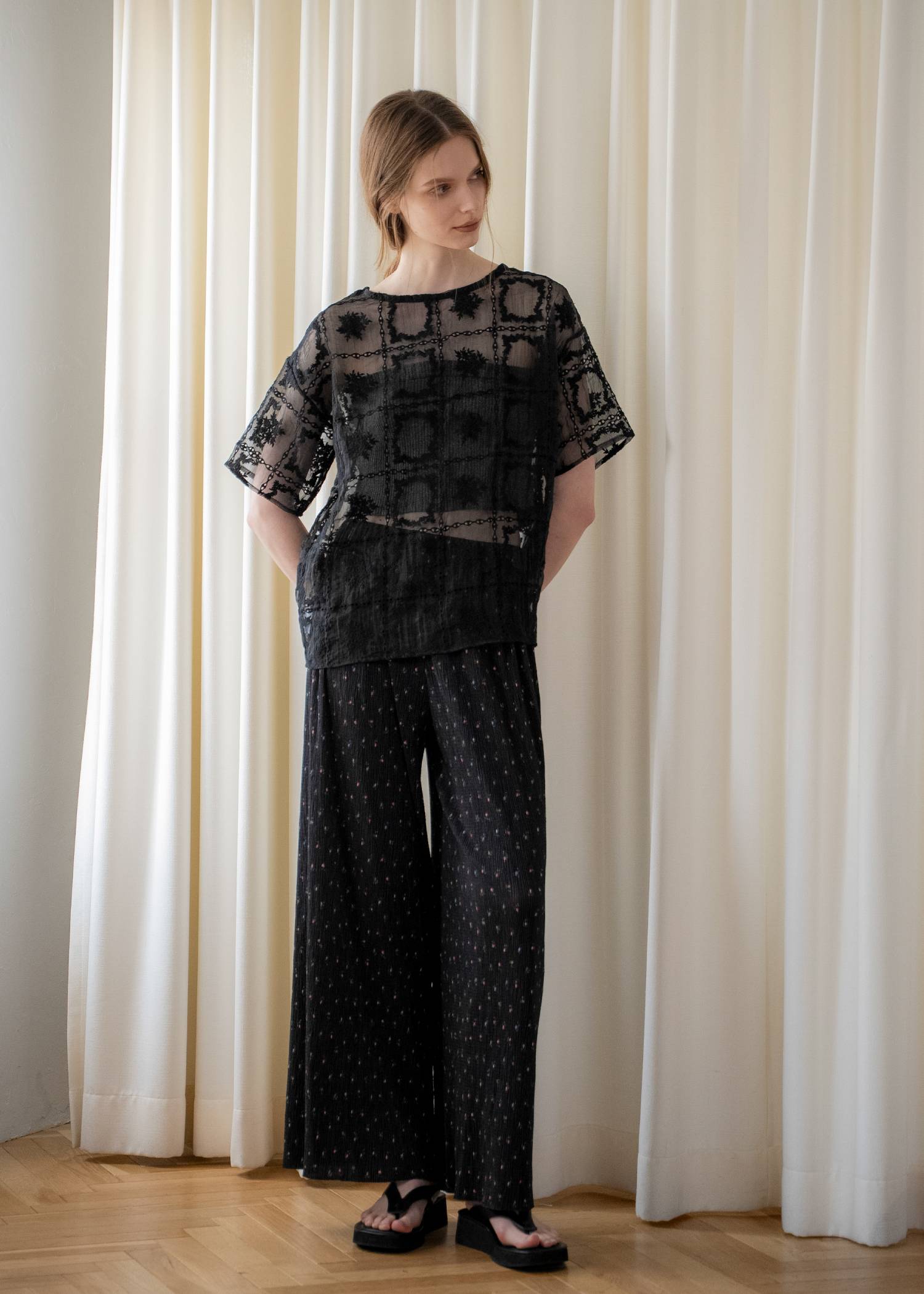 wide belt pleats relax PT