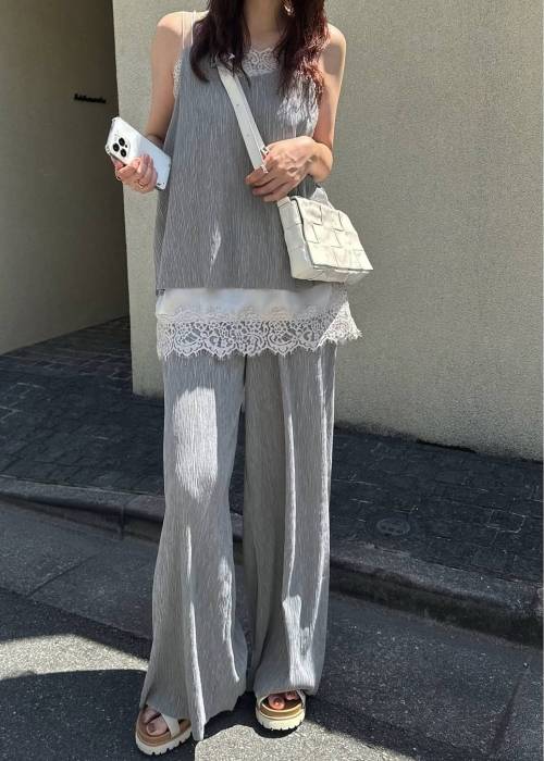 wide belt pleats relax PT
