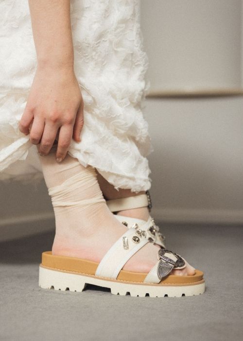 asymmetric bijou strap sandal