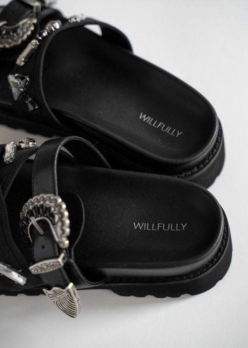 asymmetric bijou strap sandal