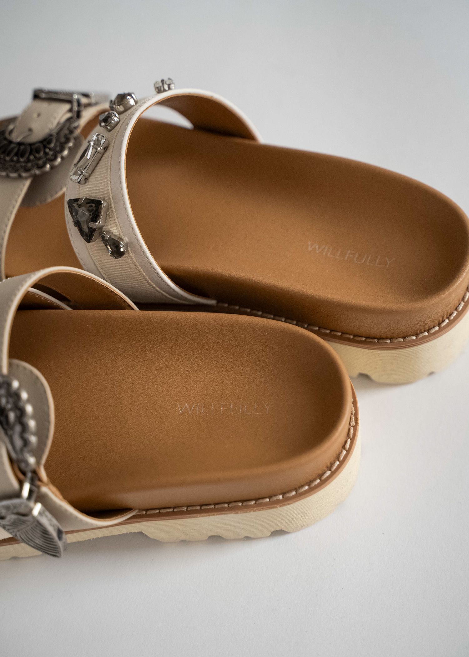 asymmetric bijou strap sandal