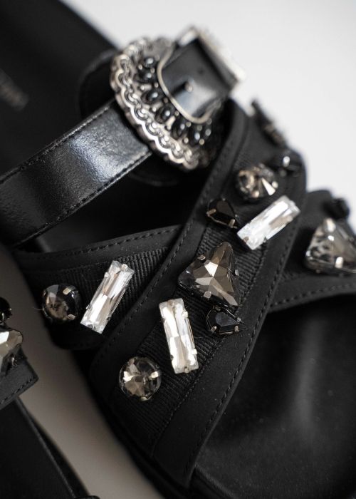 asymmetric bijou strap sandal