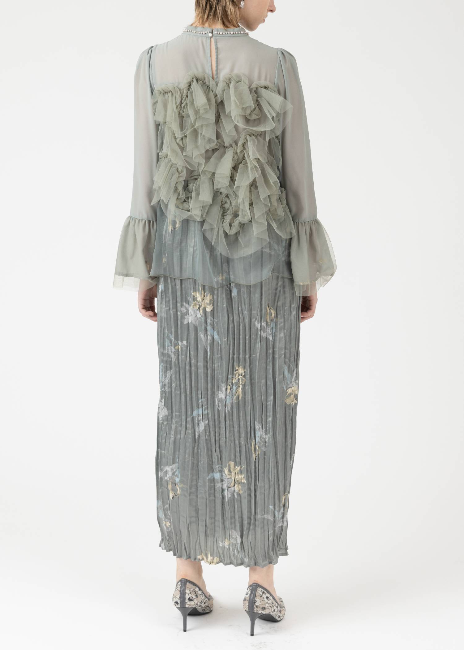 sheer fabric pointed toe pumps